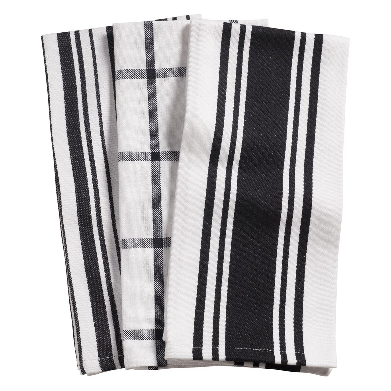 KAF Home Centerband/Basketweave/Windowpane Kitchen Towels, Set of 3